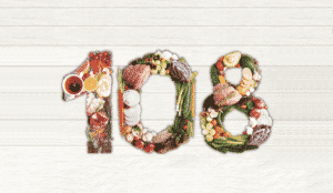 numero 108 formato con il cibo test 108 alimenti radiologica romana dietologia scienza della nutrizione laboratorio analisi cliniche